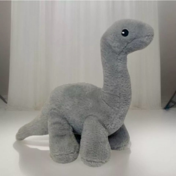 Baby Dinosaur Brontosaurus Plush Rattle Toy Gray Embroidered Eyes KellyToy 12” - Picture 1 of 9